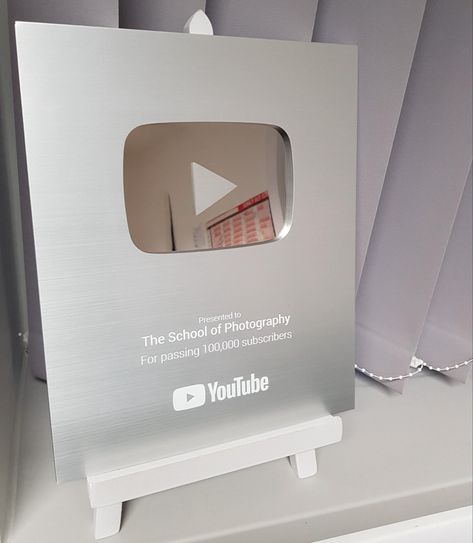 Youtube 100k Plaque, Youtube 100k, Youtube Plaque, 100k Youtube, Silver Play Button, Mantle Piece, Play Button, Youtube Subscribers, Silver Button