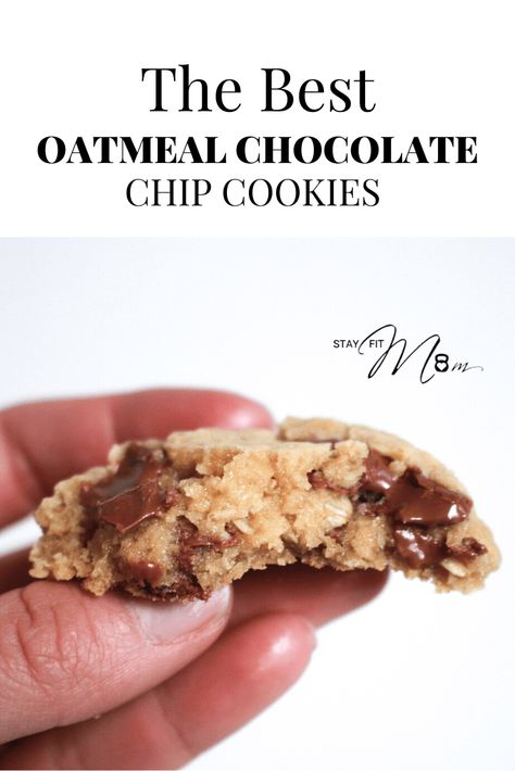 I’ll never forget the time I put a batch of these cookies in the oven and then forgot all about them. They were black by the time I remembered they were cooking. I was in middle school at the time and just running around the neighborhood playing when I remembered. Oops! I’m so glad I didn’t burn down the house. I have a lot of memories of making cookies. It was one thing my mom let us do and experiment with quite often. I think it’s time to bring cookie baking back into my life. I’m pretty su... Macros Recipes, Stay Fit Mom, Oatmeal Chocolate Chip Cookie Recipe, Macro Recipes, Macros Diet, Dessert Cookies, Mom Recipes, Making Cookies, Oatmeal Chocolate Chip