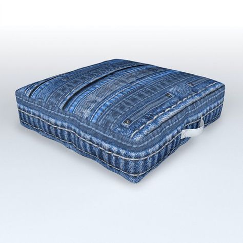 Cool Blue Jeans Denim Patchwork Design Outdoor Floor Cushion with #Denim_Floor_Cushion #Denim_Crafts_Things_To_Make #Denim_Pillows_Diy_Recycle_Jeans #Jean_Quilt_Ideas Denim Furniture, Återvinna Jeans, Denim Pillow, Jean Quilt, Denim Crafts Diy, Upcycled Jeans, Blue Jeans Crafts, Denim Projects, Denim Quilt