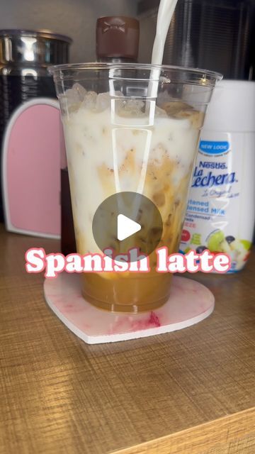 Mayra ✨ on Instagram: "Iced Spanish latte ✨  What I used⤵️ • sweetened condensed milk  • agave  • 2 shots of espresso  • ice  • 2% milk  • cold foam  #icedlatte #spanishlatte #fyp" Condensed Milk Recipes Coffee, Sweetened Condensed Milk Drinks, Iced Coffee With Condensed Milk, Condensed Milk Coffee, Spanish Latte, Sweet Condensed Milk, Cold Foam, Coffee Drink Recipes, Iced Latte