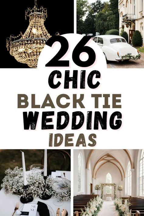 26 Chic, Show-Stopping Black Tie Wedding Ideas You'll Love - Finds For Her Black Wedding Traditions, Black And White Formal Wedding Decor, Black White Gold Wedding Theme Decor, Elegant Black Tie Wedding Decor, Moody Black And White Wedding, Black Tie Wedding Decorations, Black Tie Barn Wedding, Black Tie Decor, Champagne And Black Wedding Theme