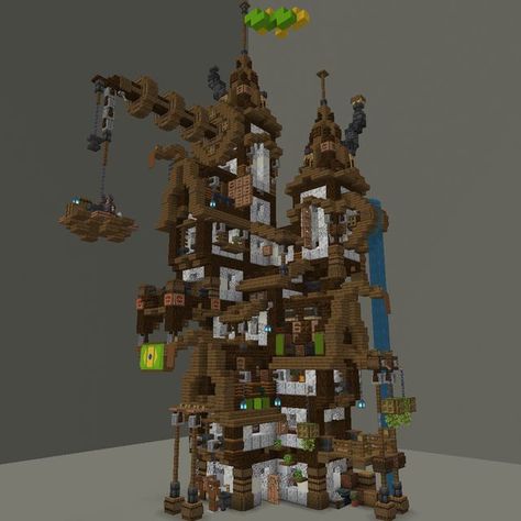 Steampunk House Minecraft, House Hightower, Minecraft Steampunk, Steampunk City, Minecraft Structures, Minecraft Interior Design, Bangunan Minecraft, Steampunk House, Minecraft Castle