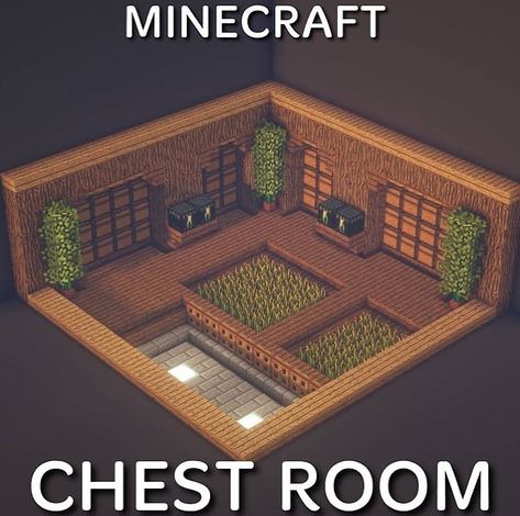 House Plans Minecraft, Minecraft Chest Room, Amazing Minecraft Builds, Minecraft Storage Room Ideas, Minecraft Storage Room, Minecraft Chest, Minecraft Storage, Minecraft Underground, Minecraft Starter House