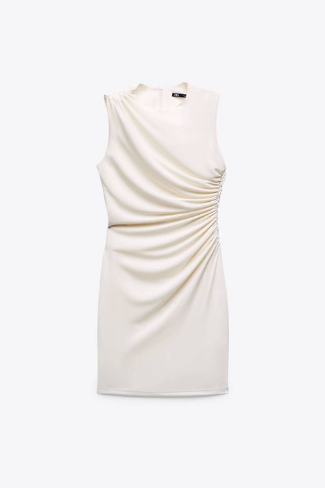 Every Under-$50 Item I Want From Zara Right Now | Who What Wear Zara Short Dress, Cream Mini Dress, Rustic Dresses, Strapless Dresses Short, Best Tank Tops, Grad Dresses, Zara White, Draped Fabric, 15 Dresses