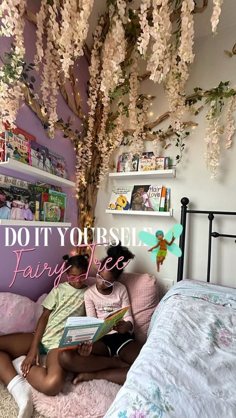 Nique Taylor 🦋| Yoga instructor | A reading nook right out of an enchanted forest ✨😍 And guess what? It was under $60 and took only 2.5 hours to put together. All you… | Instagram Fairy Themed Room Forest Bedroom, Enchanted Forest Bedroom Fairy Room, Enchanted Forest Diy, Fairy Theme Room, Enchanted Forest Room, Enchanted Bedroom Ideas, Enchanted Forest Bedroom, Forest Room Decor, Forest Themed Bedroom