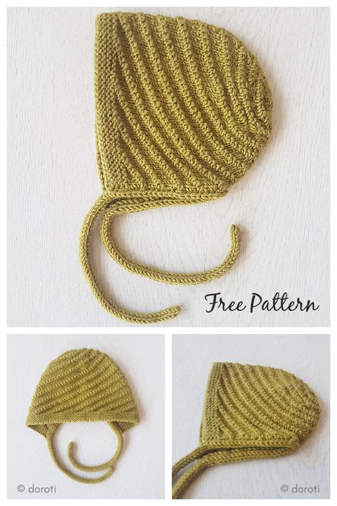 Knit Baby Booties Pattern Free, Baby Bonnet Pattern Free, Lace Baby Bonnet, Baby Hat Knitting Patterns Free, Baby Bonnet Pattern, Baby Hat Knitting Pattern, Crochet Baby Hat, Bonnet Pattern, Knitted Hats Kids