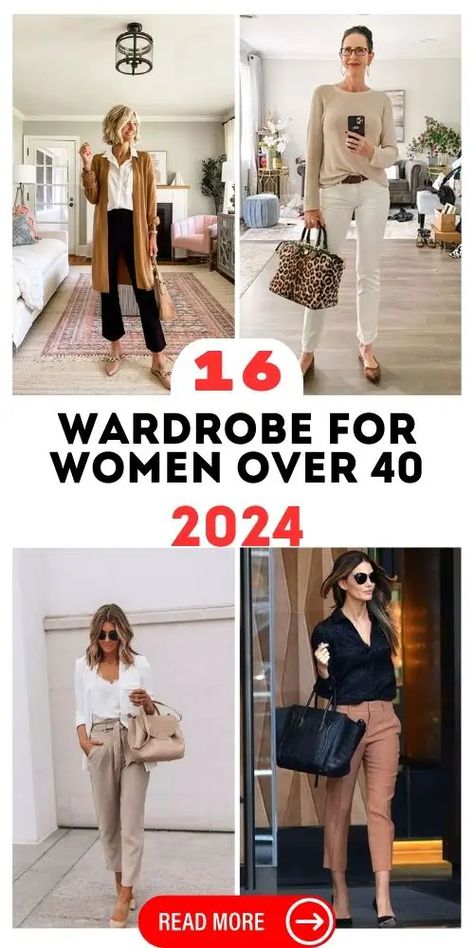 Chic 2024 Wardrobe Essentials for Women Over 40: Style & Comfort 40s Mode, Wardrobe Essentials For Women, Wardrobe For Women, Over 40 Outfits, Smart Casual Work, Casual Work Outfits Women, Smart Casual Women, Smart Casual Work Outfit, Wedding Simple