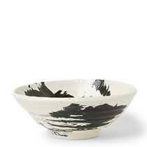 Miya Company - Black Brush Stroke Design Ceramic Everyday Bowls made in Japan available at Miya. Ceramic Brush, Black Brush, Japanese Bowls, Pottery Painting Designs, White Bowl, Asian Design, White Pottery, Glaze Ceramics, Ramen Bowl