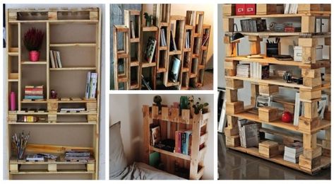 Tra le mille idee in cui convertire i pallet ci sono di certo le librerie: mobili con scaffali non troppo profondi in cui riordinare file e file di libri. Considerando come un ripiano di carico di libri debba essere sufficientemente robusto per reggerne il peso, il legno ancora in buone condizioni di una pedana da carico sembra essere sempre una soluzione adatta. Smontando e riassemblando le varie parti di un pallet si possono creare tanti modelli di libreria diversa, dal design più sempl Do It Yourself Projects, Ladder Bookcase, Shelving Unit, Bookcase, Shelves, Media, Home Decor, Home Décor