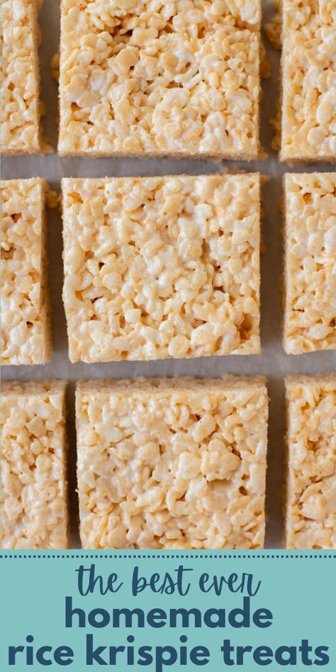 The Best Ever Homemade Rice Krispie Treats! This is an Easy Homemade Rice Krispie Treat Recipe - made with only a few ingredients in no time! Golden Graham Treats, Best Rice Krispie Treats, Best Rice Krispie Treats Recipe, Homemade Fruit Popsicles, Yummy Bars, Rice Krispie Treats Recipe, Homemade Rice Krispies Treats, Best Rice, Shugary Sweets