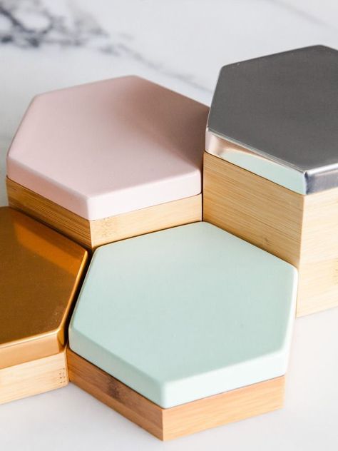 ‘Hex’ boxes by Sydney based design studio Evie Group. Metal Tile, Nordic Interior, The Design Files, Interior Trend, Storage Jars, Jewellery Display, Interior Designer, Home Deco, Sake