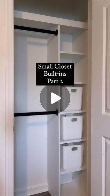 Sliding Closet Storage Ideas, Closet Organization Ideas Small Storage, Redo Small Closet Space, Slim Closet Ideas, Wardrobe Organization Ideas Small, Tiny Built In Closet, Small Living Room Closet Ideas, Small Bedroom Cupboard Ideas Built Ins, Creating Closet Space In A Small Room