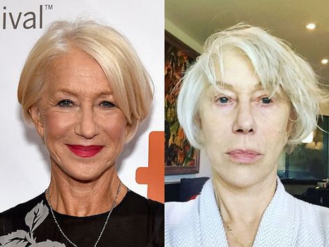 helen mirren no makeup Hellen Mirren Hair, Hellen Mirren, Helen Mirren Hair, Helen Mirren Style, Microbladed Eyebrows, Celebs Without Makeup, Eyebrow Microblading, Stunning Makeup, Helen Mirren