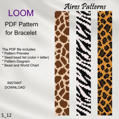 Bead Loom Bracelet Patterns, Loom Animals, Bead Loom Bracelet, Beaded Banners, Cheetah Pattern, Bracelet Miyuki, Bead Loom Pattern, Loom Bracelet Patterns, Motifs Perler