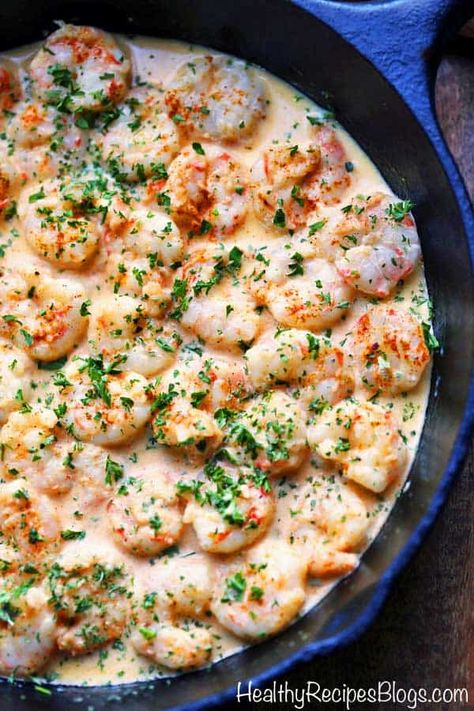 Shrimp In Cream Sauce, Shrimp Cream Sauce, Bacon Brownies, Cheesy Shrimp, Cream Sauce Recipe, Flavorful Shrimp, Cream Sauce Recipes, Rice Recipes For Dinner, Shrimp Recipes Healthy