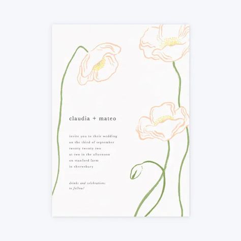 Poppies Wedding, Laura Jackson, Dahlias Wedding, Wedding Tools, Wildflower Wedding Invitations, Monogram Wedding Invitations, The Invitation, 카드 디자인, Flower Wedding Invitation