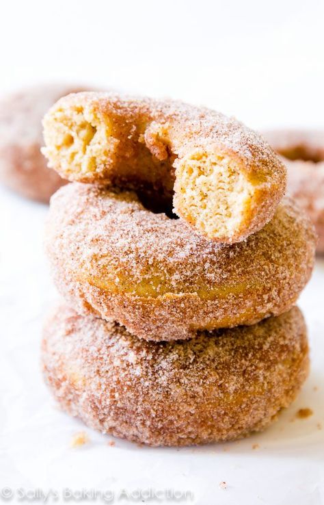 Apple Cider Donuts Baked, Making Donuts, Baked Donut Recipes, Sugar Donut, Cinnamon Sugar Donuts, Sally's Baking, Spiced Apple Cider, Apple Cider Donuts, Homemade Donuts