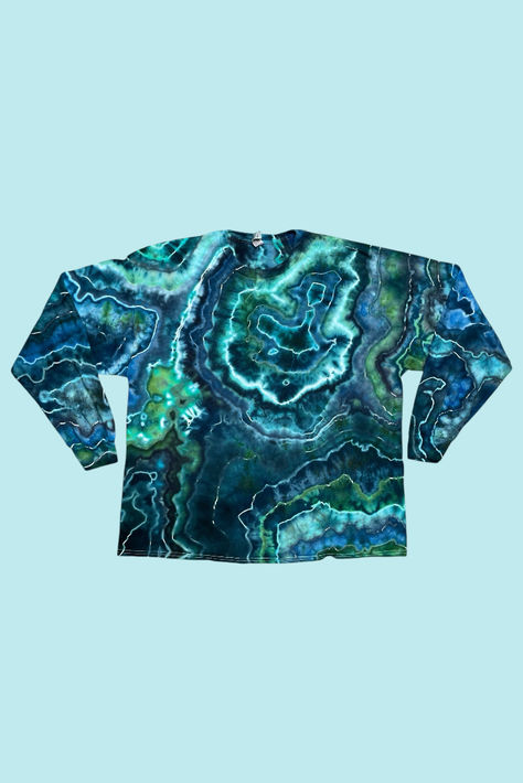 earthy blue and green tie dye shirt Hand Dyed Clothing, Ice Dye, Ice Dyeing, Dye T Shirt, On Time, Missouri, Hand Dyeing, Nature Inspiration, Art Collection