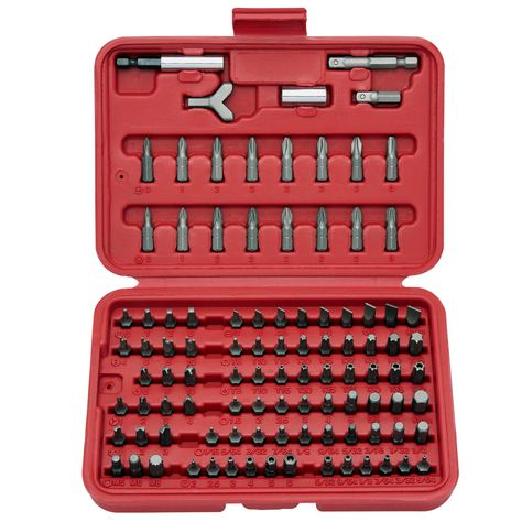 Neiko 10048A Premium Security Bit Set Chrome Vanadium Steel  100Piece Kit -- Examine this remarkable item by mosting likely to the web link at the photo. (This is an affiliate link). #woodworkingtools Hexagon Box, Úložný Box, Drill Set, Plastic Organizer, Diy Repair, Screwdriver Set, Socket Set, Cr V, Tool Accessories