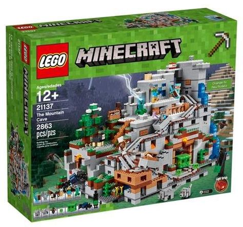 LEGO Minecraft The Mountain Cave 21137 HUGE lego set of Minecraft! #lego #minecraft #legominecraft #legoset #affiliate Mountain Cave, Minecraft Lego, Minecraft Toys, Log Home Interiors, Shop Lego, Lego Minecraft, Lego Architecture, Buy Lego, Minecraft Building