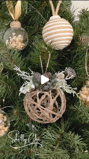 Michelle McRae on Instagram: "Details👇🏼

These twine ball ornaments are so easy to make and so beautiful in person. 

I wrapped a balloon with plastic wrap, dipped some twine in clear-drying craft glue, then popped it 24 hours later and removed the balloon and plastic. Glue a natural or decorative garnish to the top and these small ornaments add the perfect amount of rustic charm to any Christmas tree. 

If you need details or supply links, comment TWINE ORNAMENT and I’ll message you everything (links earn commissions)." Twine Christmas Ornaments, Twine Ornaments, Twine Balls, Small Ornaments, Christmas Crafting, Christmas Craft Ideas, Christmas Ornament Crafts, Glue Crafts, Christmas Decorating Ideas