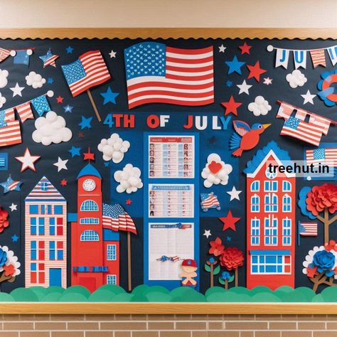 Elementary School Bulletin Board ideas Usa Bulletin Board, Fourth Of July Bulletin Board Ideas, 4th Of July Bulletin Board Ideas, July Bulletin Board Ideas, 4th Of July Bulletin Board, Bulletin Board Ideas Summer, Travel Bulletin Boards, Summer Bulletin Board Ideas, July Bulletin Board