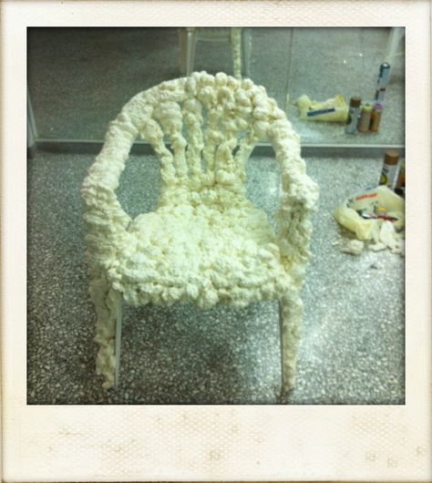 Polyurethane Foam Sculpture, Tech Dystopia, Monoblock Chair, Foam Furniture, Furniture Foam, Foam Sculpture, Weird Furniture, Reduce Reuse Recycle, Reduce Reuse