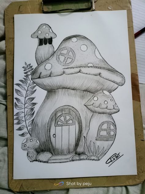 parvejkhanart Hut Sketch, Hut Drawing, Blending Stump, K Art, Beginner Art, Mushroom House, A Pencil, I Tried, Geometric Tattoo