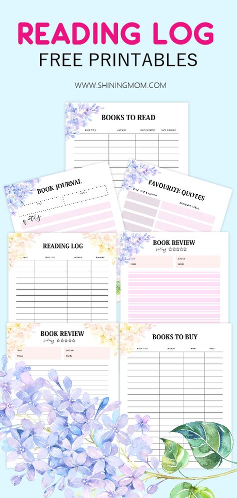 This FREE reading log printable will help you organize your reading list in one spot. Includes 10 other reading planners! #reading #readingprintable #student #freeprintable Book To Read List Printable, Book Journal Reading Free Printable, Book Journal Ideas Free Printables, Book Log Free Printable, Free Reading Tracker Printable, Book Reading List Template, Book Journal Template Printable, Reading Logs Printable Free, Reading Planner Free Printable