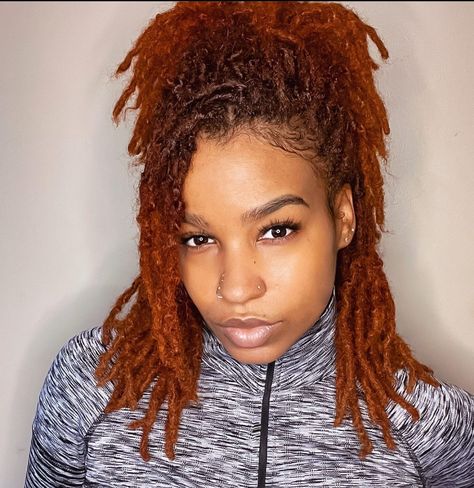 Locs With Ginger Tips, Color Locs, Marley Locs, Ginger Locs, Loc Colors, Red Locs, Dreadlocks Hair Care, Loc Ideas, Curly Locs