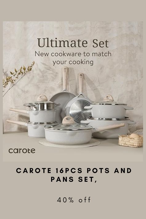 CAROTE 16pcs Pots and Pans Set, Nonstick Cookware Sets, Kitchen Induction Pots and Pans Cooking Sets, Pan Sets for Cooking, Cooking Utensils Set #amazonfinds #bigdeals2023 #amazondeals #viraltrend #khichengadgets #carote #khichen #trending Pots And Pan Set, Best Pot And Pan Set, Best Pots And Pans Cookware Set, Best Pots And Pans, Pot And Pan Set, Kitchen Cookware Sets, Nonstick Cookware Sets, Ceramic Cookware, Utensils Set