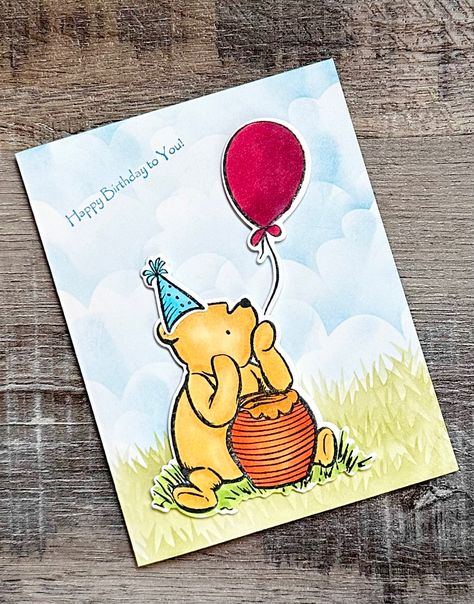 Baby Birthday Card Ideas, Quick Birthday Cards, Disney Birthday Cards, Disney Cards Handmade, Happy Birthday Card Ideas Creative, Disney Birthday Card Ideas, Winnie The Pooh Birthday Cards, Winnie The Pooh Cards Handmade, Winnie The Pooh Birthday Card