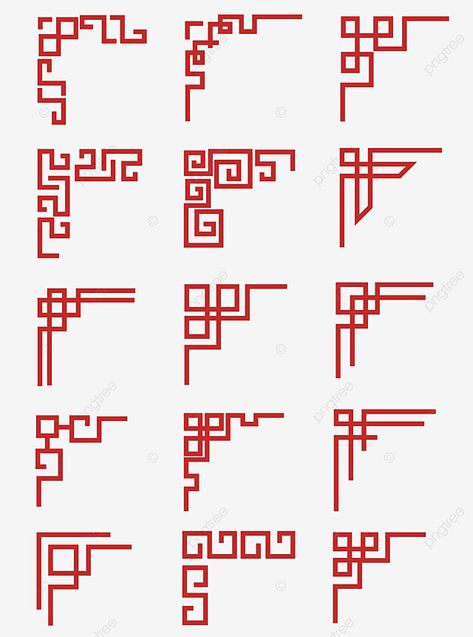 Border Design Traditional, Asian Border Design, Chinese Border Pattern, Japanese Border Design, Chinese Elements Design, Traditional Graphic Design, Chinese Pattern Design, Chinese Branding, Corner Png