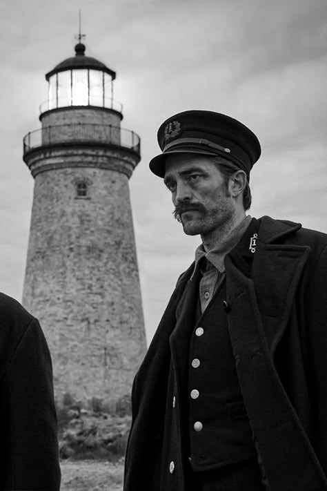 Robert Pattinson Lighthouse, The Lighthouse Robert Pattinson, The Lighthouse Willem Dafoe, Creepy Lighthouse, Robert Pattinson The Lighthouse, The Lighthouse Movie, Art House Movies, Robert Eggers, Lighthouse Tattoo