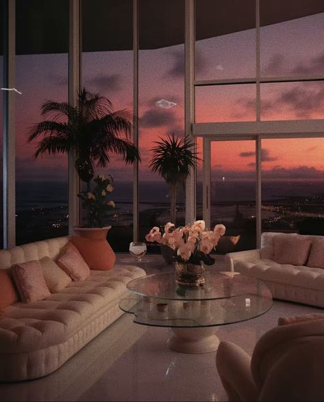 90s Japan Penthouse, Miami Penthouse Aesthetic, 90s House Aesthetic, Vcr Aesthetic, 80s Mansion, Dream Home Aesthetic, Luxury Apartment Interior, Penthouse Aesthetic, 90s Interior