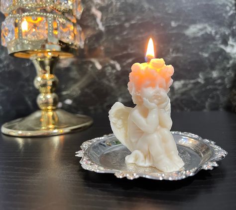 Little Angel Candle Cupid Candle Angel Wings Nordic Style - Etsy Angel Baby Shower, Shower Art, Candle Home Decor, Angel Candle, Cat Candle, Moon Candle, Baby Shower Art, Cute Angel, Angel Candles