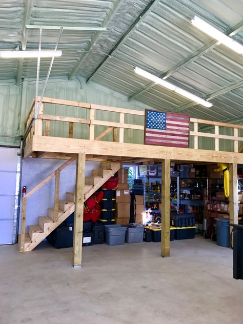 Awesome second floor storage Man Cave Pole Barn, Pole Barn Loft, Pole Barn Shop, Ikea 2015, Pole Barn Ideas, Metal Shop Building, Pole Barn Garage, Barn Loft, Barn Storage