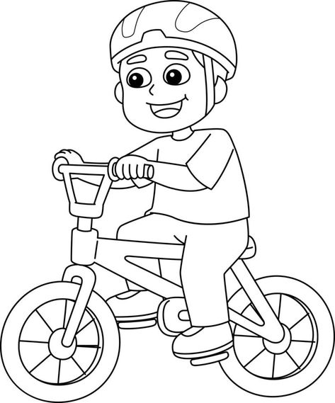 Boy Biking Isolated Coloring Page for Kids Biking Drawing, Bike Coloring Page, Cycling Drawing, Motorcycle Coloring Pages, Cycle Pictures, Bike Painting, Bicycle Drawing, Cycle Drawing, Boy Bike