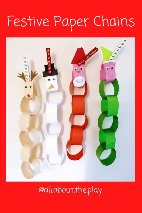 Christmas paper chain craft Christmas Paper Chains For Kids, Paper Chain Christmas, Christmas Paper Chains, Construction Paper Crafts, Paper Chains, Construction Paper, Christmas Crafts For Kids, Kids Christmas, Christmas Home