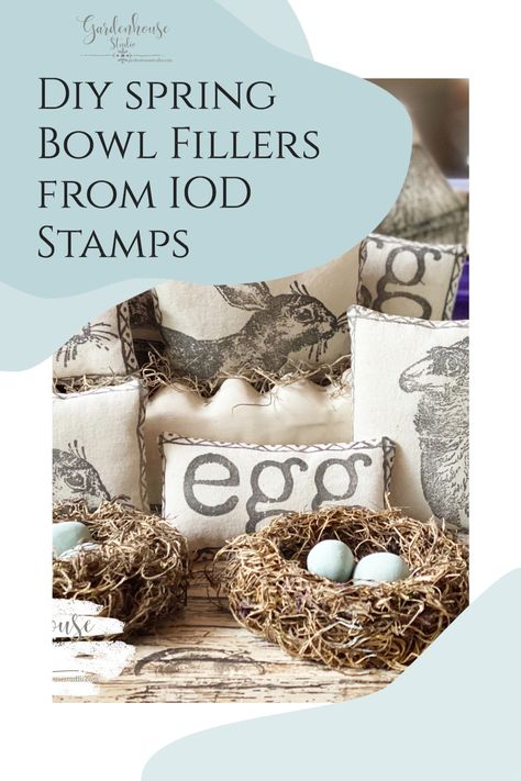 Easy tutorial to create the perfect bowl fillers for your Spring Tablescape or Easter Centerpiece. IOD stamps on fabric for little stuffed bowl fillers are adorable. Use the IOD Typesetting Stamp set to create some spring words to complete your table setting for spring. Iod Typesetting Stamp, Iod Stamps On Fabric, Diy Bowl Fillers, Iod Crafts, Stamp On Fabric, Diy Dough, Iod Projects, Stamping On Fabric, Iod Stamps