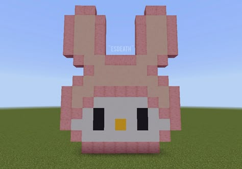 Sanrio Characters Minecraft, Hello Kitty Minecraft Tutorial, Minecraft Building Ideas Hello Kitty, Hello Kitty In Minecraft, Minecraft Hello Kitty Build, My Melody Minecraft House, Hello Kitty Minecraft Builds, Cinnamoroll Minecraft, My Melody Minecraft