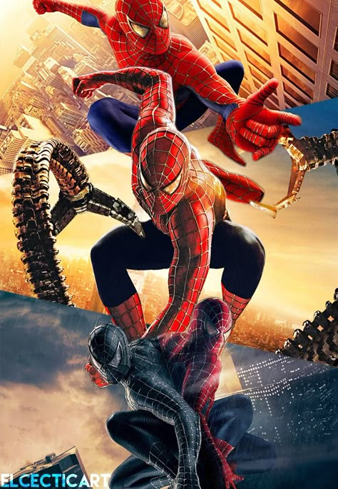 Sam Raimi Spiderman, Spiderman Movie Poster, Spiderman Sam Raimi, Spiderman Trilogy, Raimi Spiderman, Iron Man Face, Spiderman 2002, Spider Man Trilogy, Sam Raimi