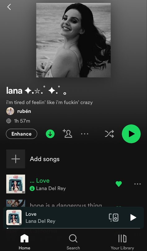 Lana Playlist, Lana Del Rey Playlist, Spotify Playlists, Lana Del Rey, Songs, Music, Quick Saves