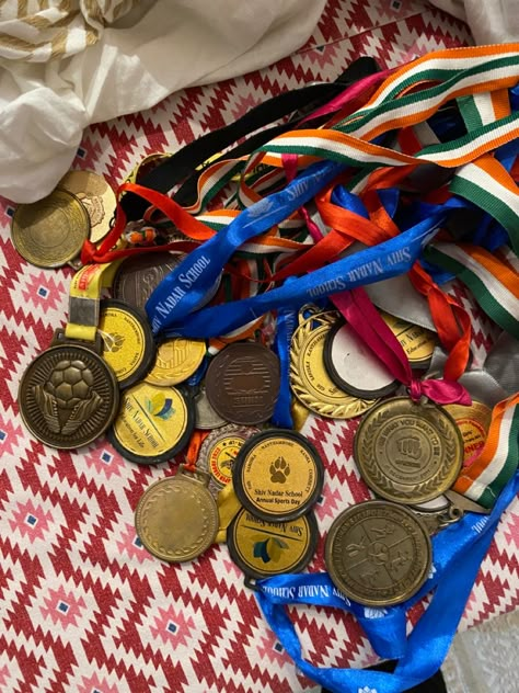 Sports Medals Aesthetic, First Place Medal Aesthetic, Medals And Certificates Aesthetic, Medals Aesthetic, School Burnout, Badminton Drills, Sports Announcer, Sports Medal Display, September Dump