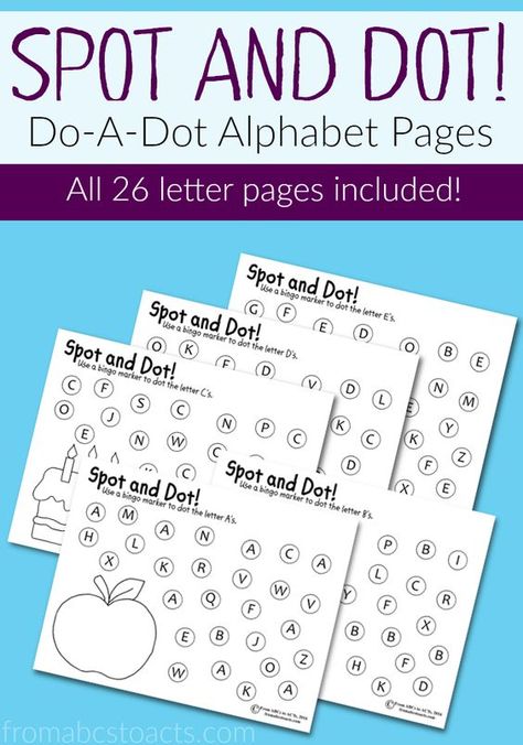 Practice the letters of the alphabet, hand-eye coordination, fine motor skills, and more with these Spot and Dot alphabet pages for preschoolers!: Dot Alphabet, Abc Activities, Letters Of The Alphabet, Do A Dot, Preschool Literacy, Preschool Letters, Letter Activities, Alphabet Preschool, Kindergarten Literacy