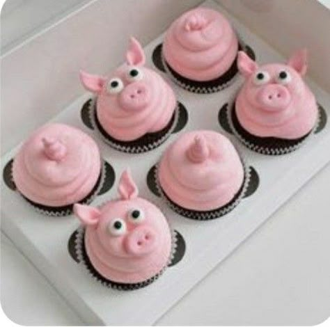 Piggy Cake, Deco Cupcake, Farm Animal Cupcakes, Pig Cupcakes, Cupcake Cake Designs, Fun Cakes, Pig Cake, Animal Cupcakes, Pig Roast