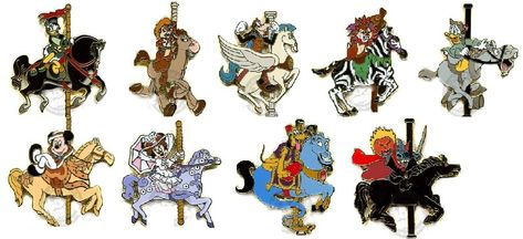 DISNEY CAROUSEL - MYSTERY TIN COLLECTION Disney Carousel, Tin Collection, Disney Images, Disney Designs, Carousel Horses, Daisy Duck, Star Wars Universe, Disney Pins, Mandala Design