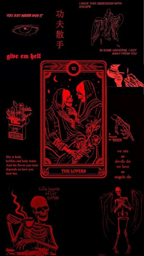 Red Aesthetic Grunge, The Lovers Tarot Card, Red And Black Wallpaper, The Lovers Tarot, Dark Red Wallpaper, Goth Wallpaper, Gothic Wallpaper, Skull Wallpaper, Edgy Wallpaper