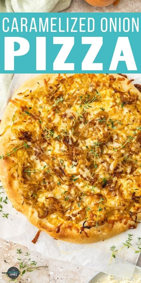 Caramelized Onion Pizza Recipes, Onion Pizza Recipes, Carmelized Onion Pizza Recipe, French Onion Pizza, Carmelized Onion Garlic Bread, Polish Pizza, Carmelized Onion Tart, Friday Meals, Wheat Pizza Dough Recipe