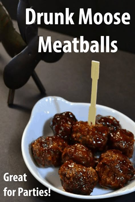 Moose Meatballs, Party Food Meatballs, Moose Recipes, Moose Meat, Beef Appetizers, Meatball Appetizer Recipe, Moose Meat Recipes, Popular Appetizers, Appetizer Meatballs